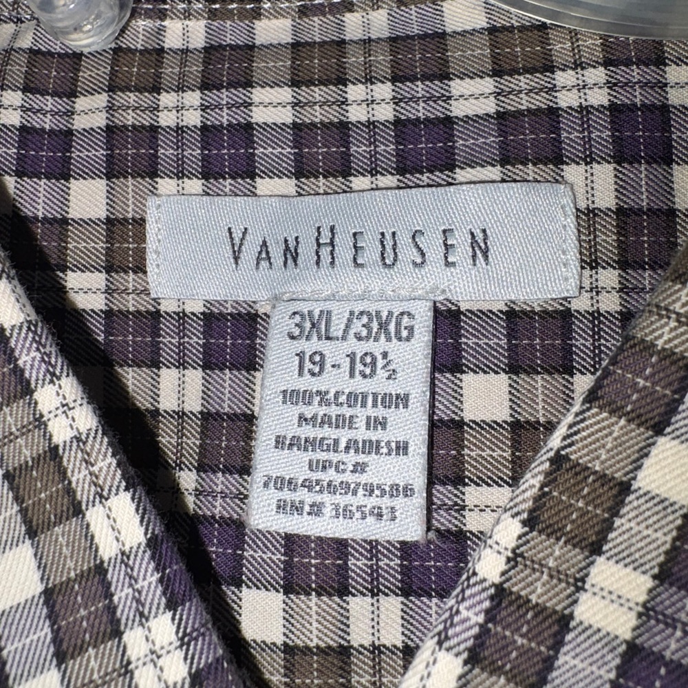 Van Heusen Black Checkered Shirt long sleeve 3XlL 19-191/2 sleeve
